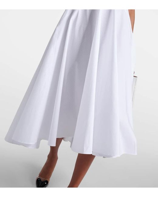 Vestido midi de popelin de algodon Alaïa de color White