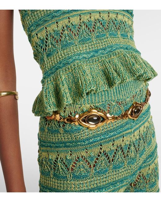 Etro Green Crochet Halterneck Cotton Top