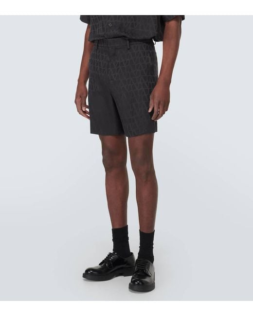 Valentino Gray Toile Iconographe Silk Shorts for men