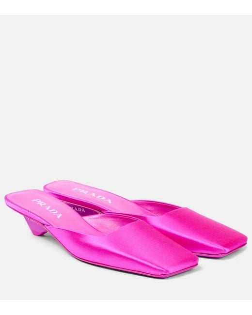 Prada Pink Satin Mules