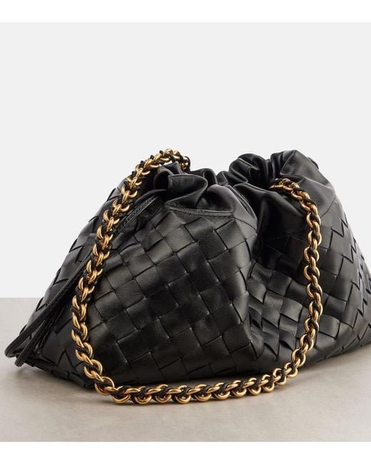 Bottega Veneta Black Dustbag Soiree Medium Leather Clutch