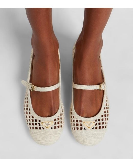 Prada White Crochet Mary Jane Pumps