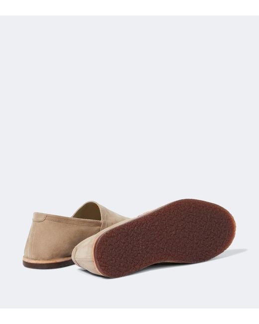 Brunello Cucinelli White Suede Slip-On Shoes for men