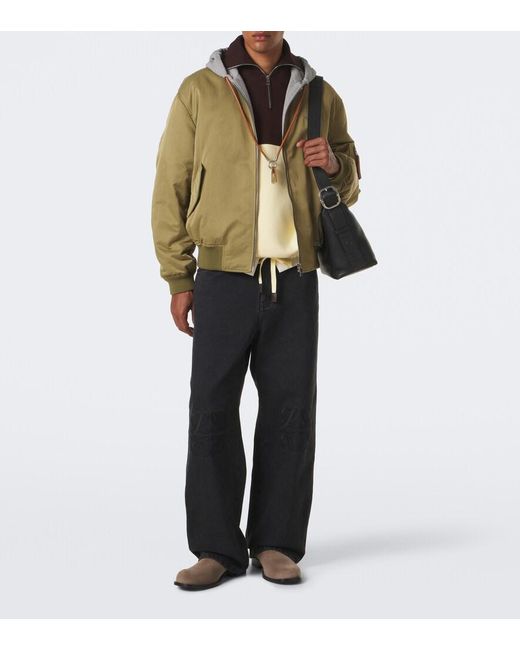 Loewe Green Fleece-Trimmed Technical Bomber Jacket for men