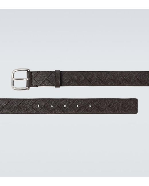 Cinturon De Piel Intrecciato Bottega Veneta de hombre de color Black