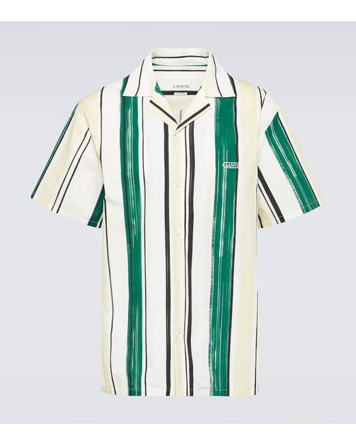 Lanvin Blue Striped Cotton Bowling Shirt for men