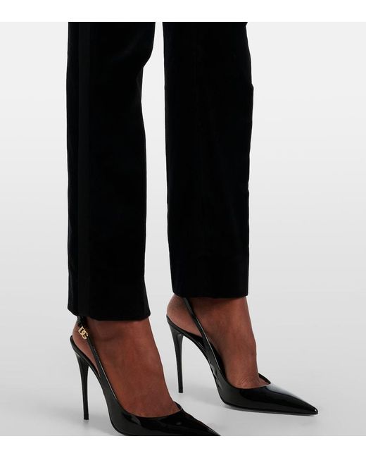 Dolce & Gabbana Black High-Rise Cotton-Blend Velvet Tuxedo Pants