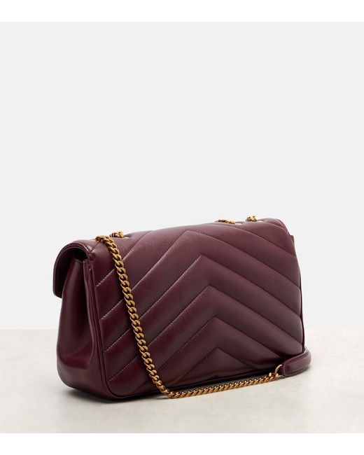 Saint Laurent Purple Loulou Medium Leather Shoulder Bag
