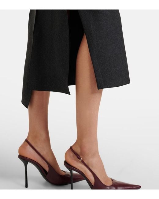 Victoria Beckham Black Draped Virgin Wool Midi Skirt