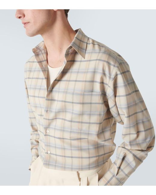 Camicia in lana a quadri di Auralee in White da Uomo