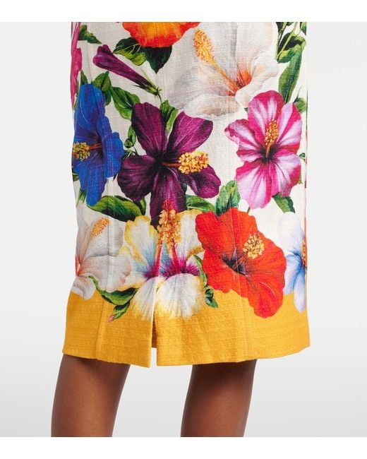 Dolce & Gabbana Orange Floral Bustier Dress