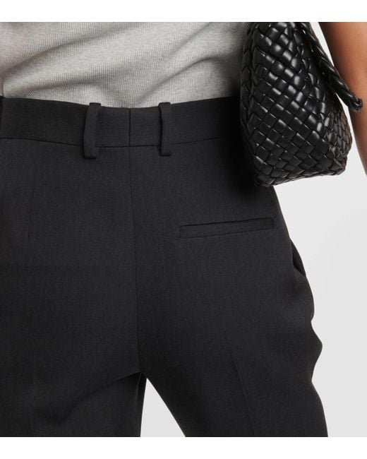 Pantalon slim a taille haute en laine Bottega Veneta en coloris Black