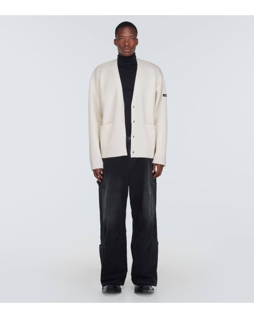Cardigan en laine melangee Balenciaga pour homme en coloris White