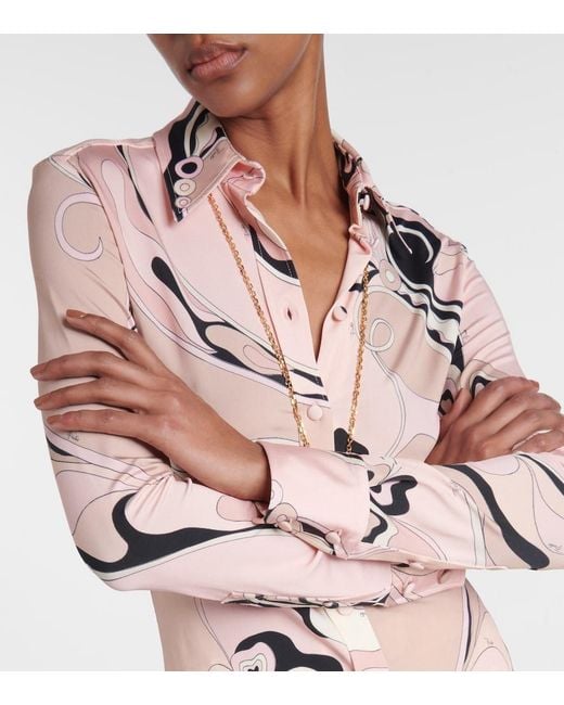 Emilio Pucci Pink Orchidee Print Button-Down Shirt
