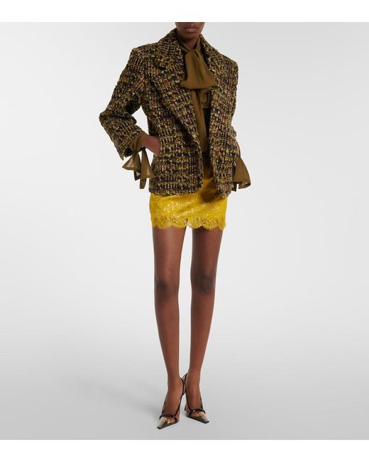 Saint Laurent Brown Wool-Blend Tweed Jacket