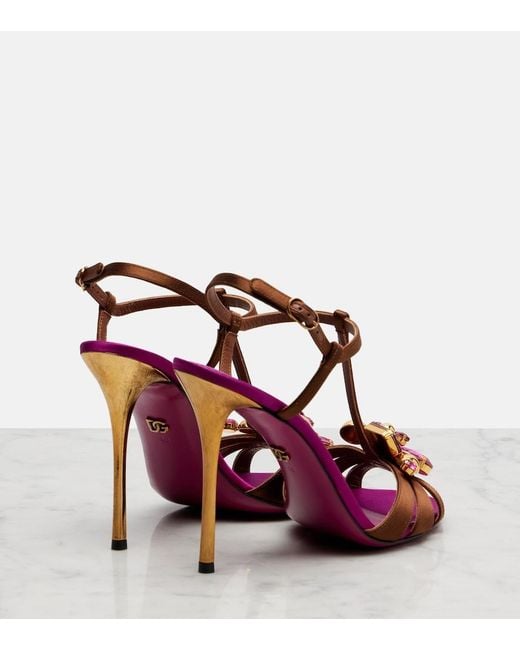Dolce & Gabbana Purple Keira 2.0 Embellished Satin Sandals