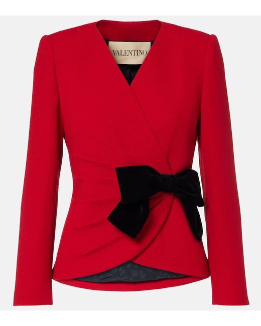 Valentino Red Bow-Detail Virgin Wool Jacket