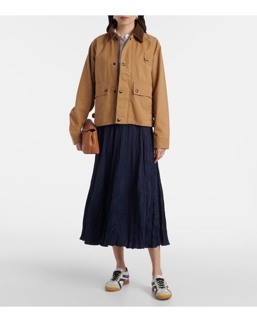 Polo Ralph Lauren Blue Crushed Satin Midi Skirt