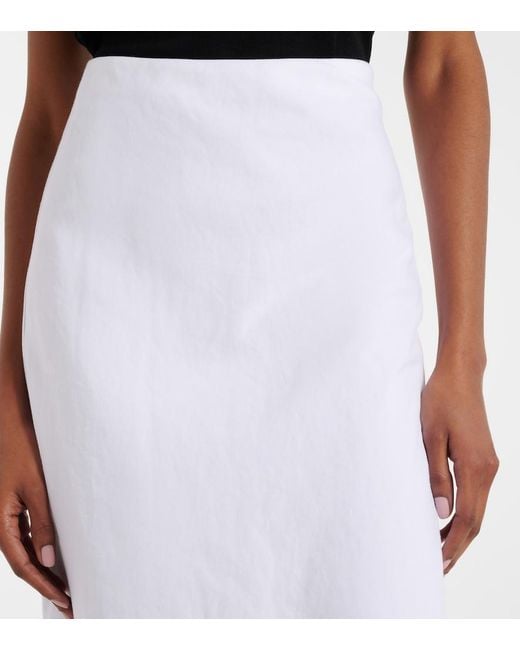 Vince White Easy Linen-Blend Midi Skirt