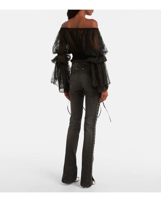 Blumarine Black Low-Rise Slim-Fit Flared Jeans