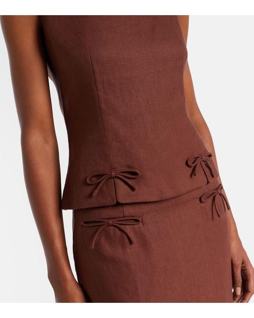 Posse Brown Sabine Linen Top