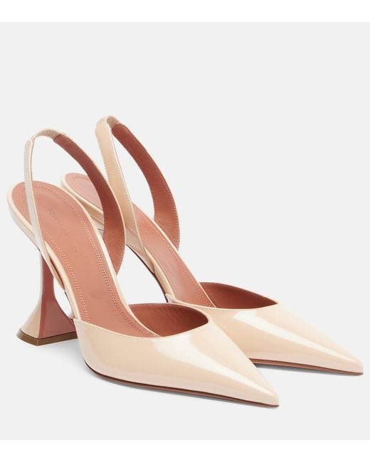 AMINA MUADDI Pink Holli 95 Patent Leather Slingback Pumps