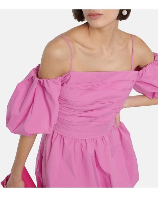 Jonathan Simkhai Pink Puff-Sleeve Off-Shoulder Minidress