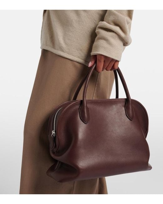 The Row Brown Agnes 12 Leather Top-Handle Bag