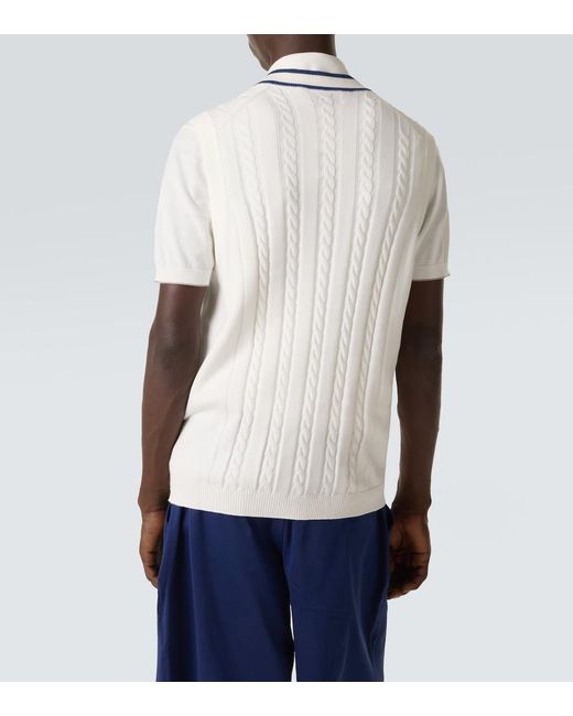 Brunello Cucinelli White Cable-Knit Embroidered Cotton Sweater Vest for men