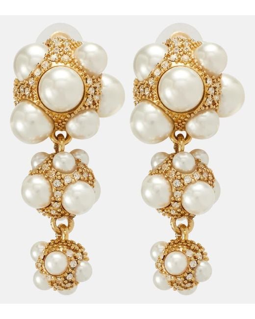 Oscar de la Renta Metallic Embellished Clip-On Earrings