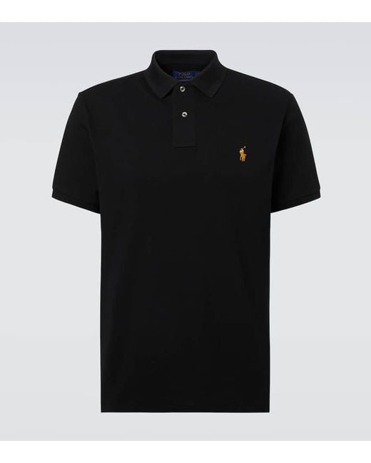 Polo Ralph Lauren Black Cotton Pique Polo Shirt for men