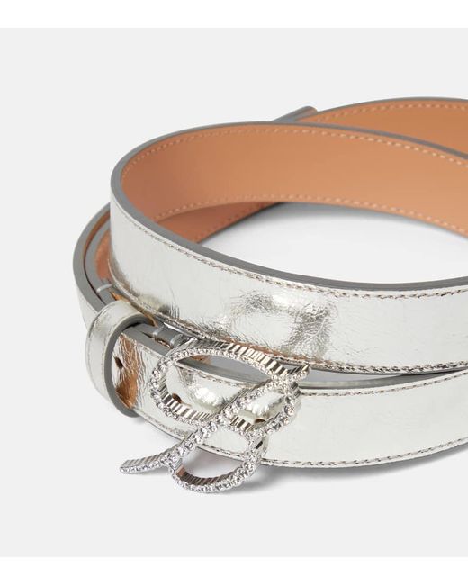 Cinturon de piel metalizada adornado Blumarine de color White