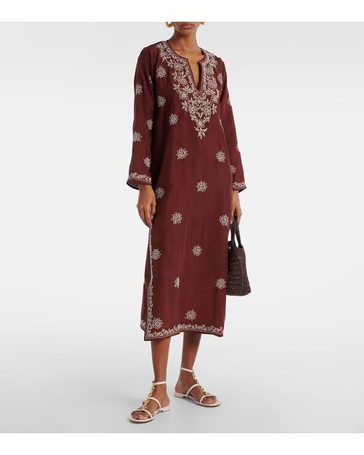 Tunique Brodee En Soie A Fleurs Juliet Dunn en coloris Red