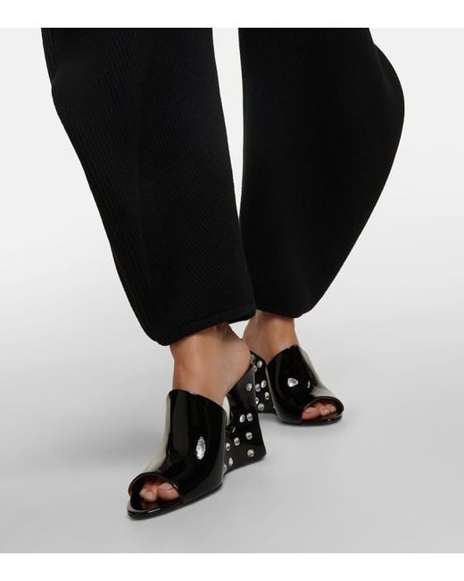 Alaïa Black Wedge-Pantoletten La Sculpture Aus Lackleder