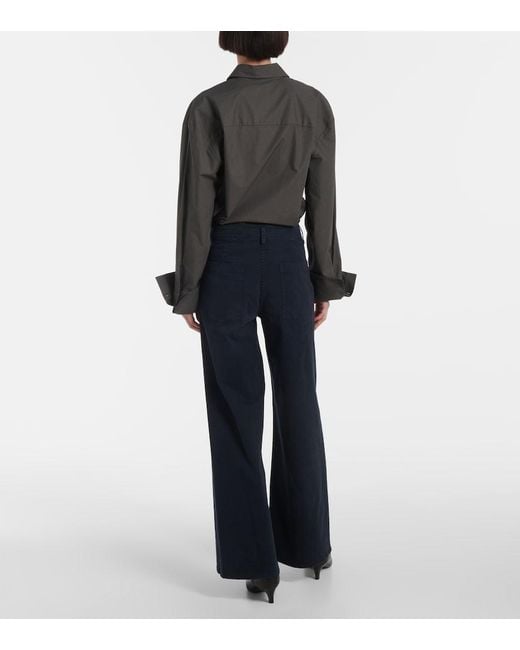 Nili Lotan Blue Megan Cotton Wide-Leg Pants