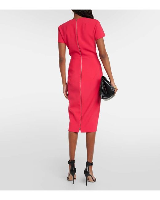 Victoria Beckham Red Crepe Midi Dress