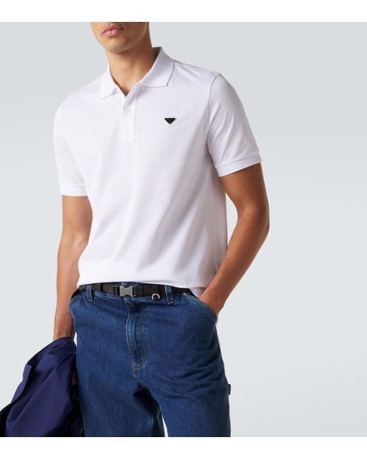 Prada White Cotton Pique Polo Shirt for men