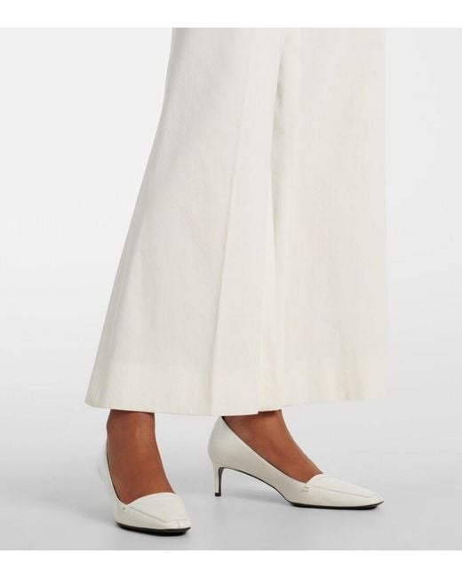 Khaite White Walter Cotton Canvas Flared Pants