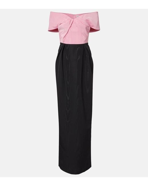 Rebecca Vallance Pink Amaro Off-Shoulder Taffeta Gown