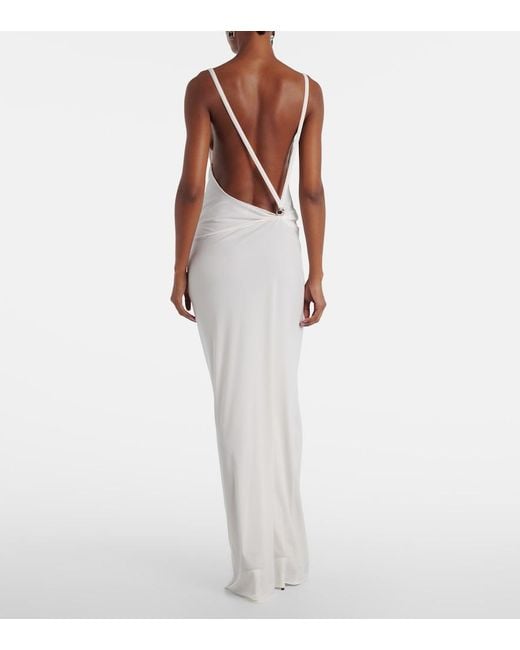Coperni White Draped Open-Back Jersey Maxi Dress