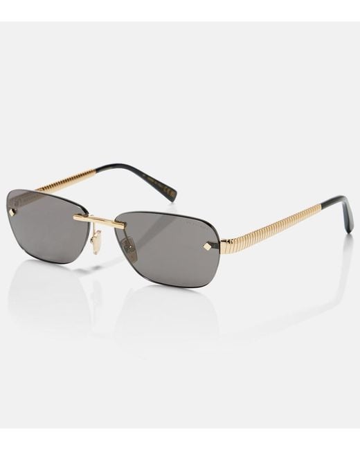 BVLGARI Gray Tubogas Rectangular Sunglasses