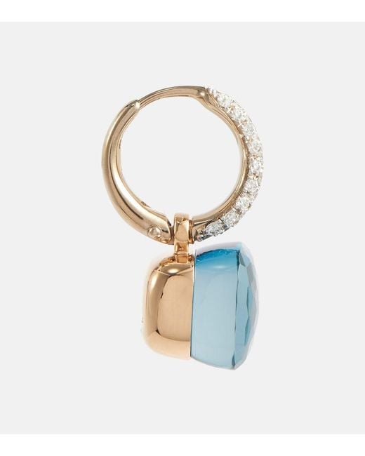 Pomellato Blue Nudo Classic 18Kt Earrings With Topaz And Diamonds