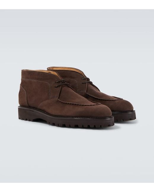 John Lobb Brown Suede Desert Boots for men