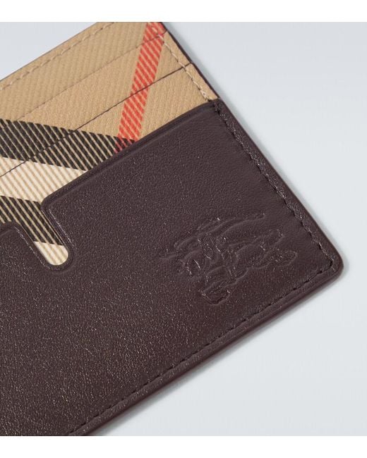Burberry Brown Check Leather Card Holder for men
