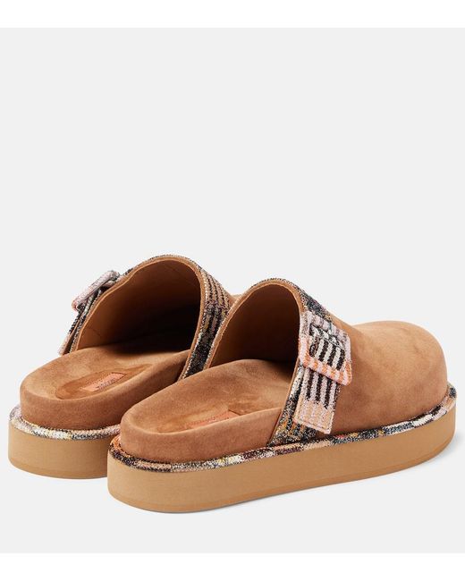 Missoni Brown Suede Round-Toe Clogs