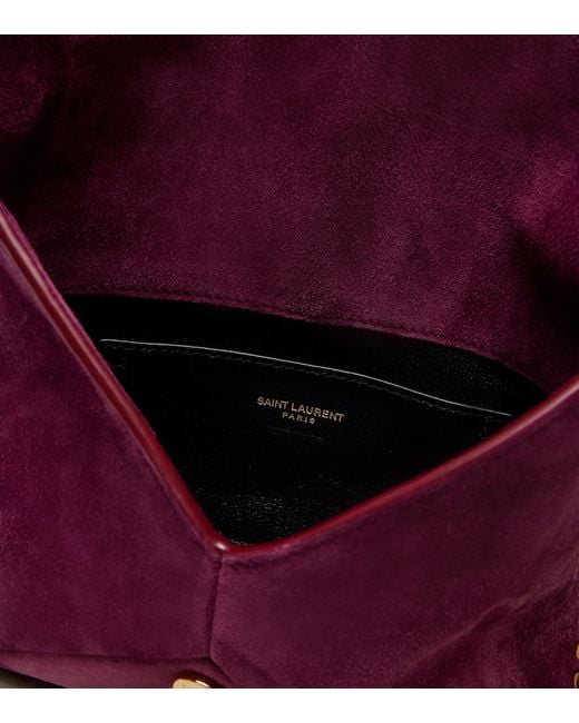 Saint Laurent Purple Cassandre Small Suede Crossbody Bag