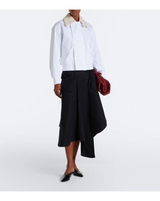 Bottega Veneta White Intrecciato Cotton Blouson Jacket