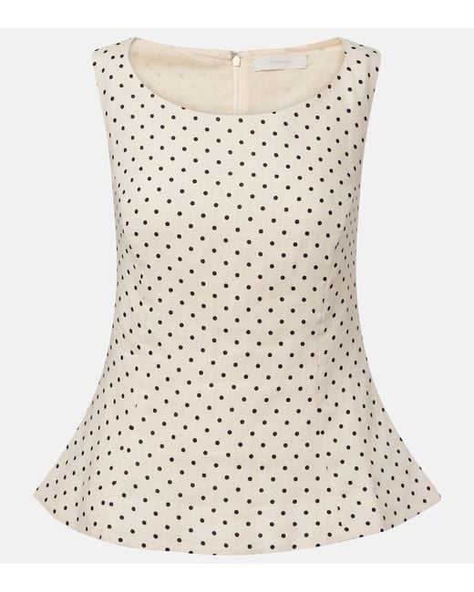 Faithfull The Brand Natural Iria Polka-Dot Linen Top