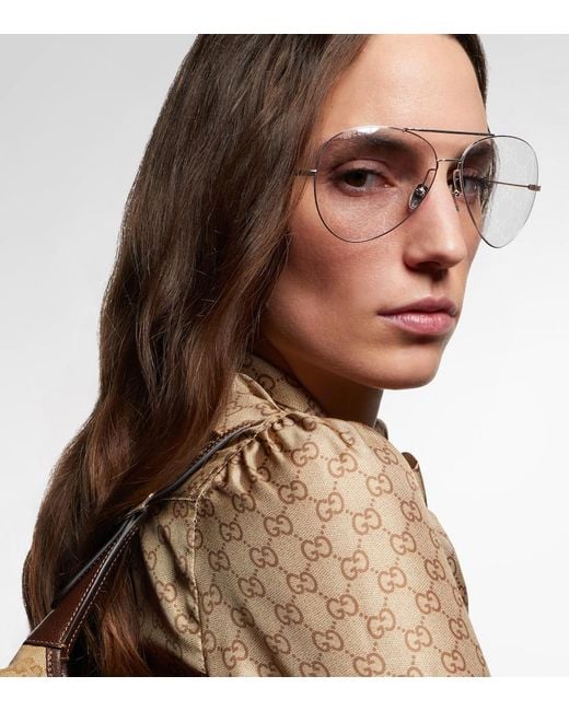 Gucci Gray Ssima Gg Aviator Sunglasses
