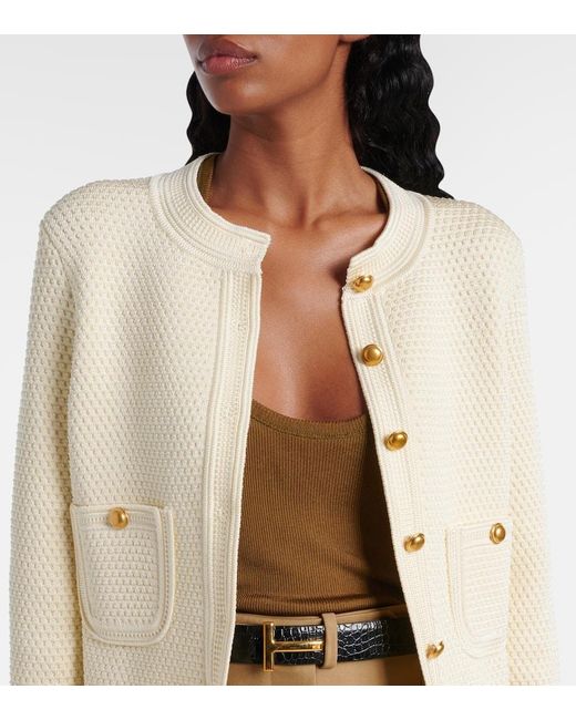 Tom Ford Natural Chasseur Waffle-Knit Cardigan